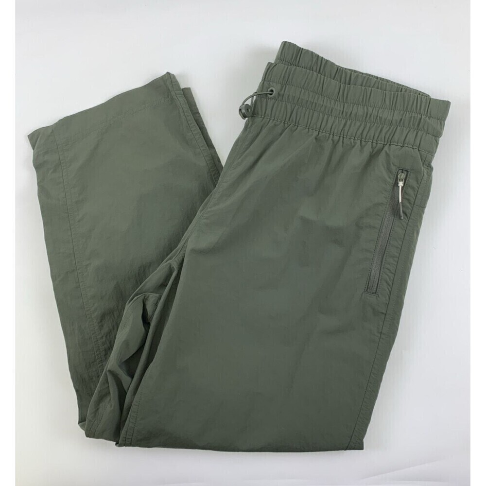 Eddie Bauer Nylon Pull On Ankle Pants Zip Pockets Bungee Drawstring Women Medium